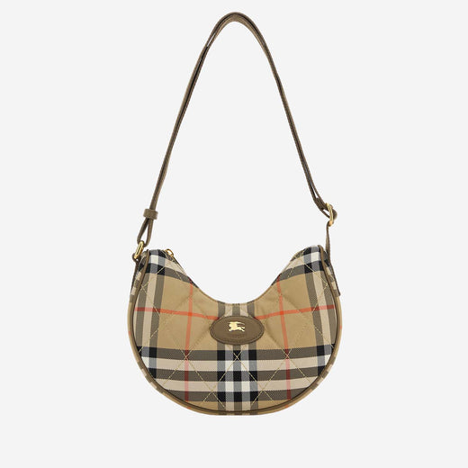 Burberry Signature Check Nylon Shoulder Bag — Beige