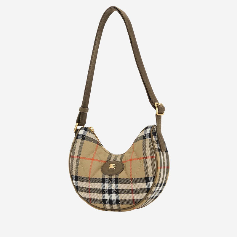 Burberry Signature Check Nylon Shoulder Bag — Beige