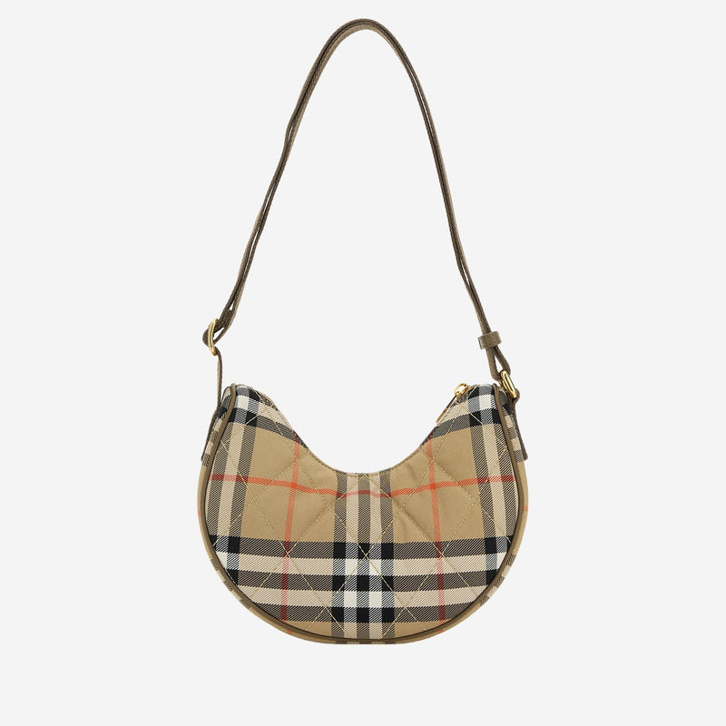 Burberry Signature Check Nylon Shoulder Bag — Beige
