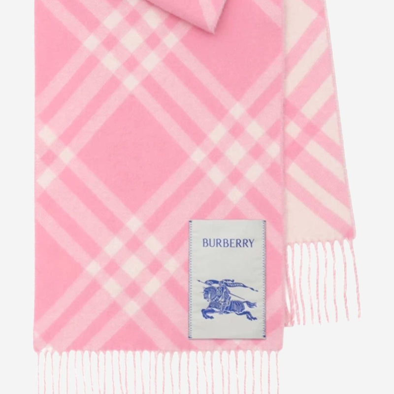 Burberry Cashmere Check Pattern Scarf — Pink Scarfs