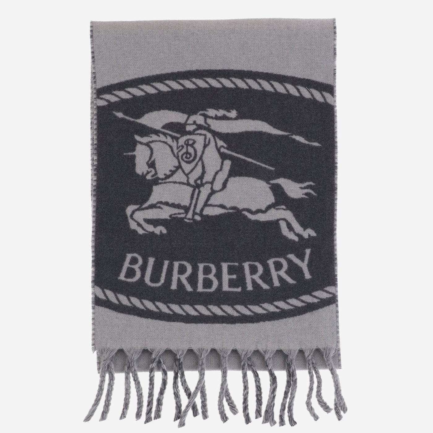 Burberry Reversible Cashmere Logo Scarf — Gray Scarfs