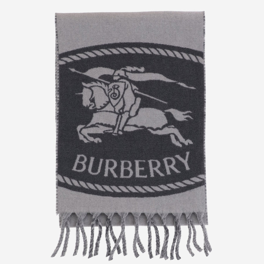 Burberry Reversible Cashmere Logo Scarf — Gray Scarfs
