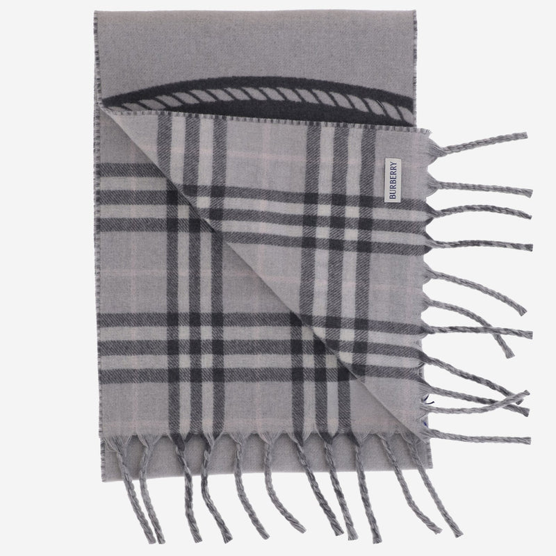 Burberry Reversible Cashmere Logo Scarf — Gray Scarfs