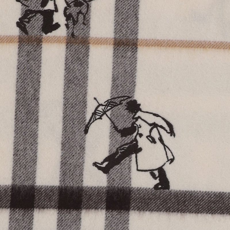 Burberry Cashmere Check Scarf — White Scarfs