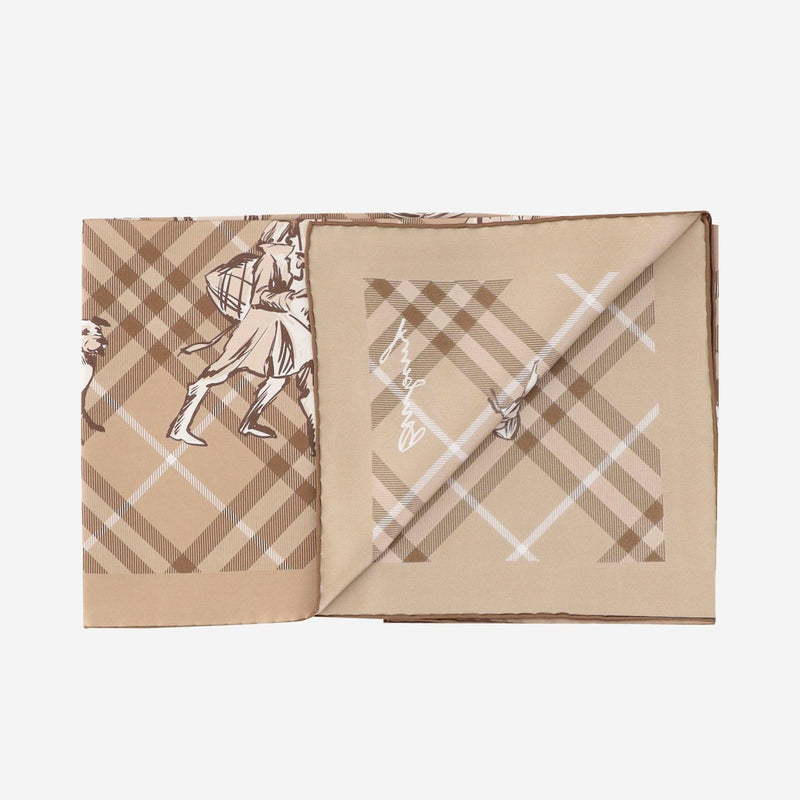 Burberry Silk Novacheck Scarf — Beige Mulberry Scarfs