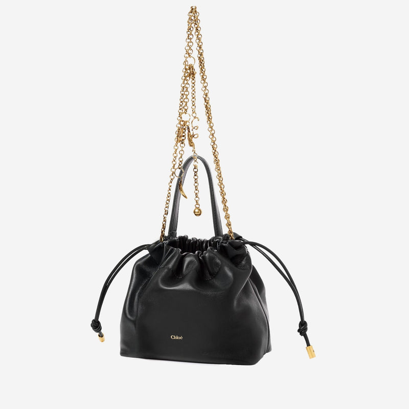 Chloé Leather Drawstring Shoulder Bag — Black