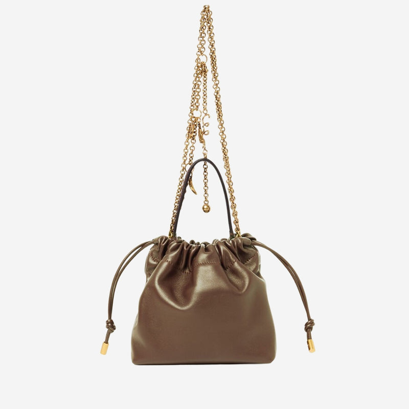 Chloé Drawstring Leather Shoulder Bag — Brown