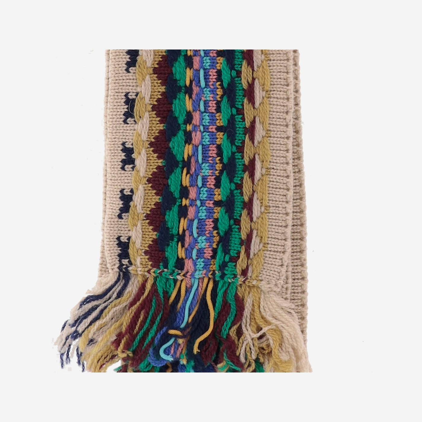 Dries Van Noten Multicolor-Striped Wool Scarf — Beige Scarfs