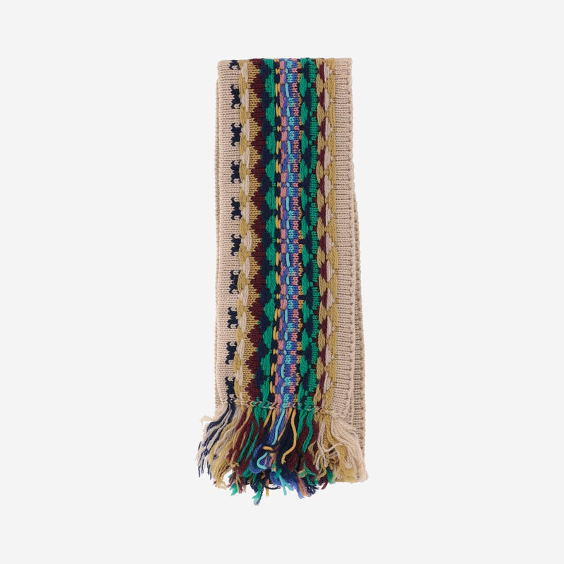 Dries Van Noten Multicolor-Striped Wool Scarf — Beige Scarfs