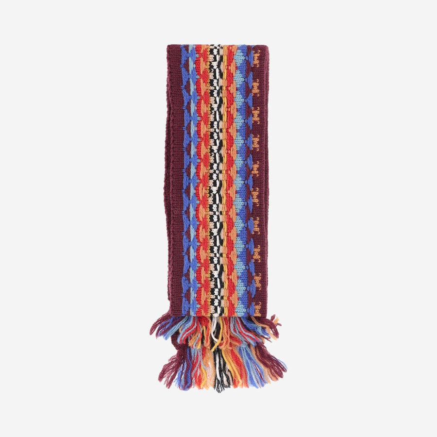 Dries Van Noten Geometric Jacquard Wool Scarf — Burgundy Scarfs