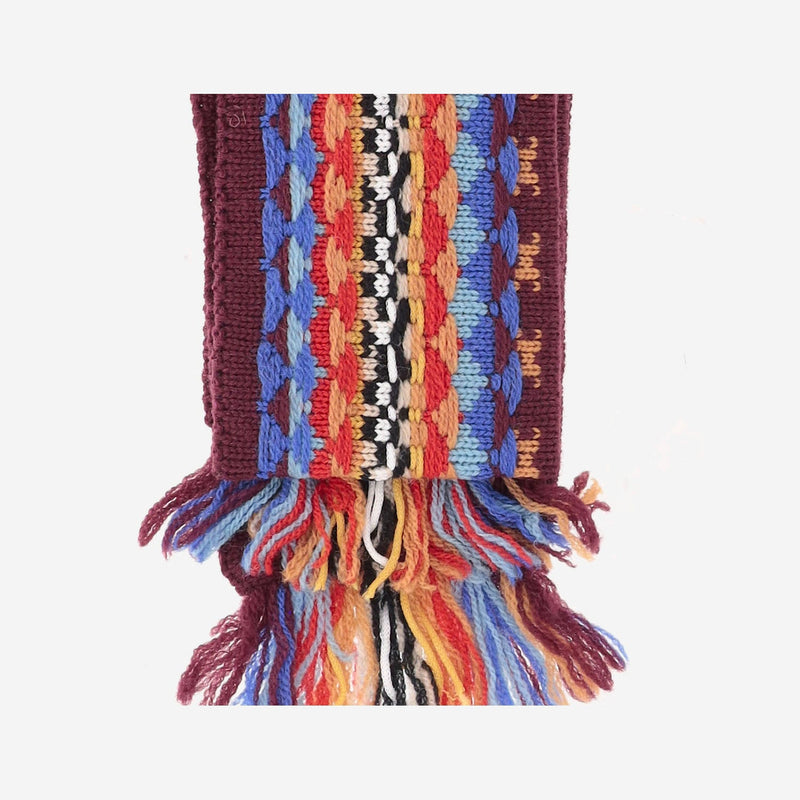 Dries Van Noten Geometric Jacquard Wool Scarf — Burgundy Scarfs
