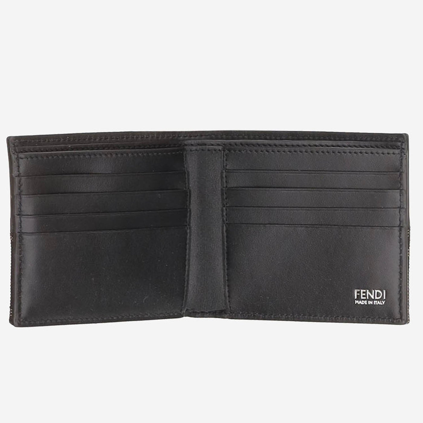 Fendi Ff Jacquard Fabric And Calfskin Wallet — Black & Cardholders