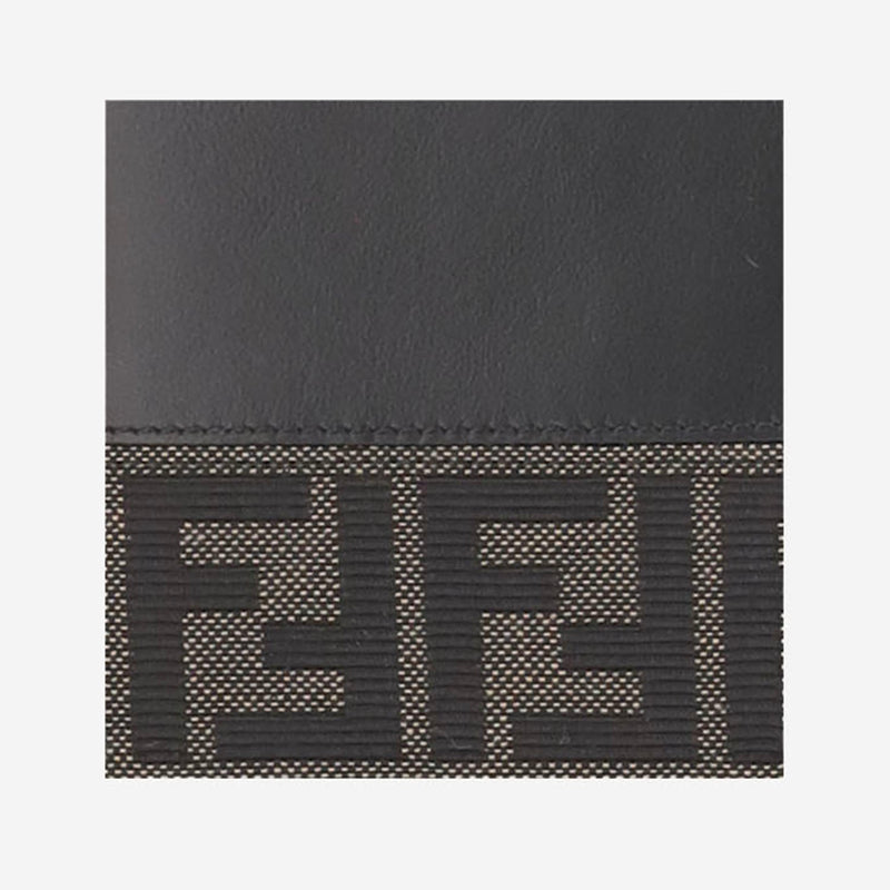 Fendi Ff Jacquard Fabric And Calfskin Wallet — Black & Cardholders
