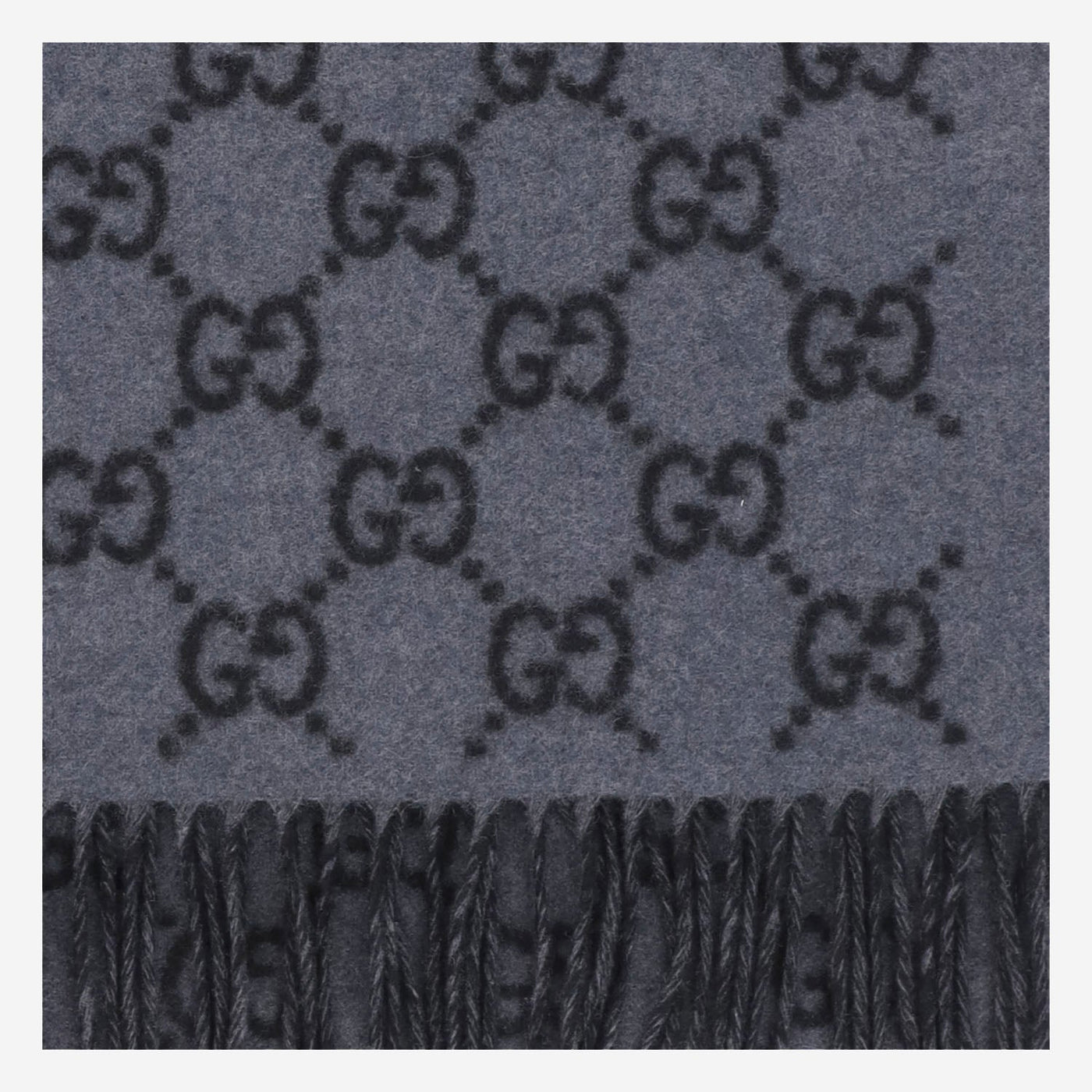 Gucci Gg Logo Jacquard Cashmere Scarf — Gray Scarfs