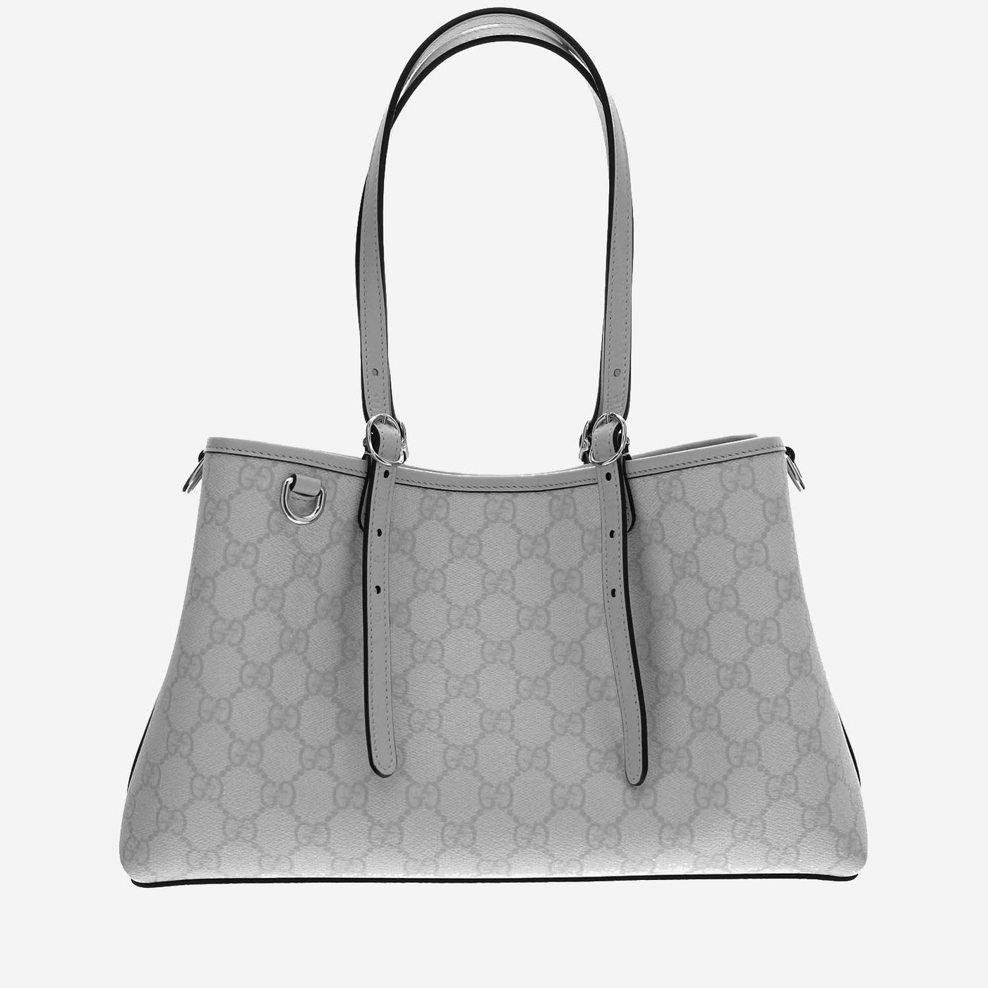 Gucci Gg-Monogram Coated Canvas Shoulder Bag — Gray Polyurethane