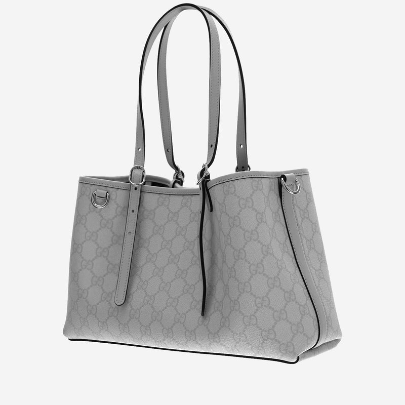 Gucci Gg-Monogram Coated Canvas Shoulder Bag — Gray Polyurethane