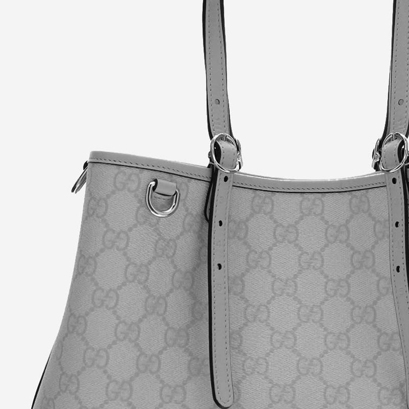 Gucci Gg-Monogram Coated Canvas Shoulder Bag — Gray Polyurethane