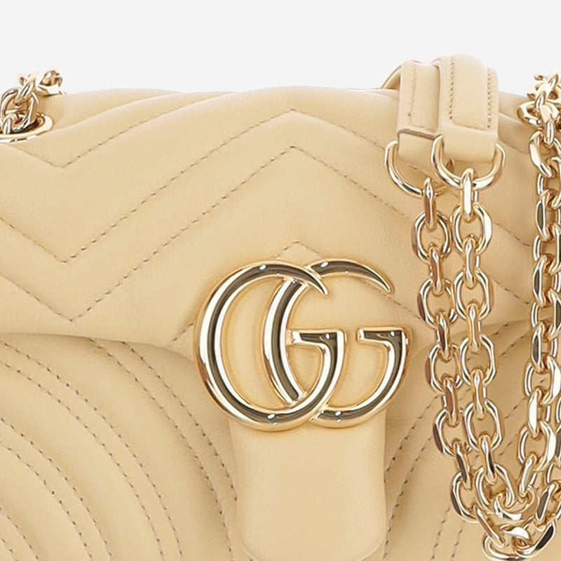 Gucci Marmont Shoulder Bag — Beige Lamb