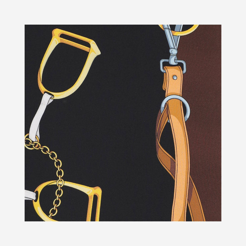 Gucci Equestrian Print Silk Twill Scarf — Brown Scarfs