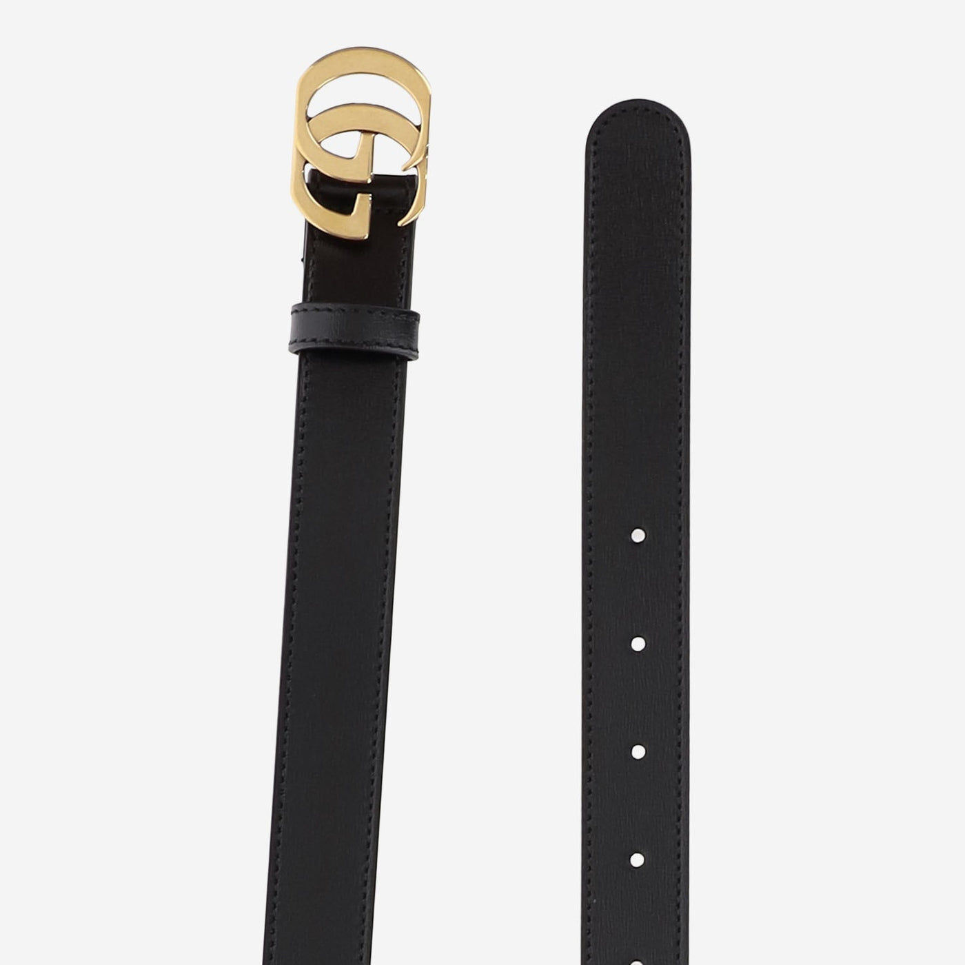 Gucci Leather Double G Buckle Belt — Black