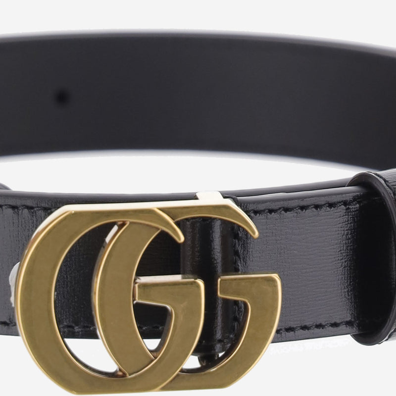 Gucci Leather Double G Buckle Belt — Black