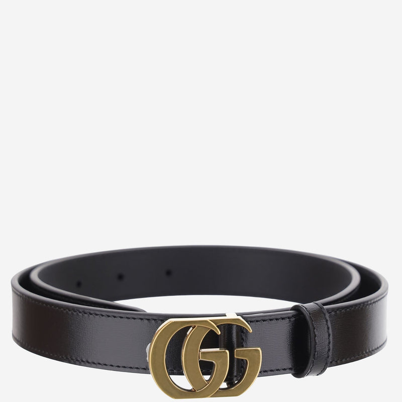 Gucci Leather Double G Buckle Belt — Black