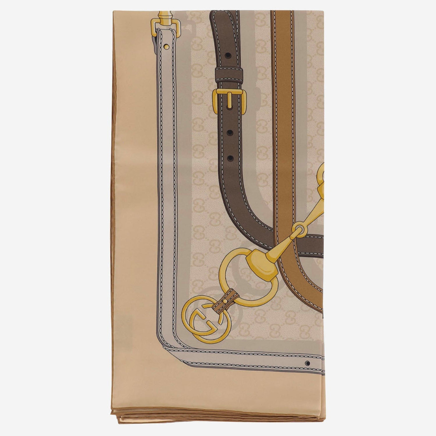 Gucci Printed Silk Twill Scarf — Beige Scarfs