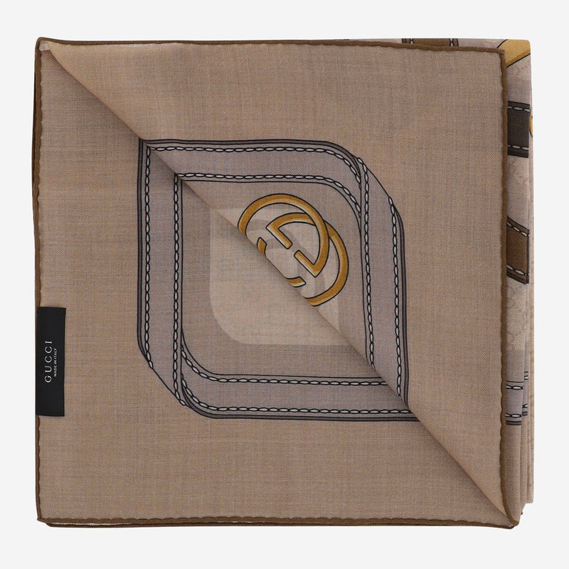 Gucci Wool And Silk Scarf — Beige Scarfs