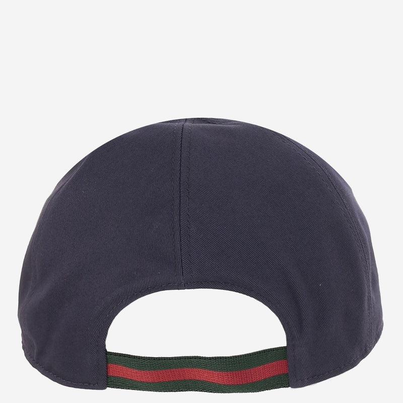 Gucci 871372 Logo-Embroidered Cotton Baseball Cap — Navy Caps