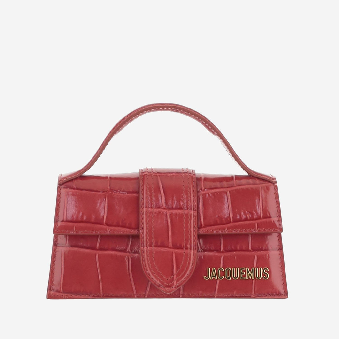 Jacquemus Crocodile-Embossed Calf Leather Shoulder Bag — Red