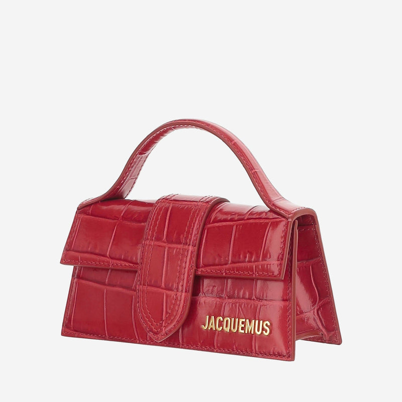 Jacquemus Crocodile-Embossed Calf Leather Shoulder Bag — Red