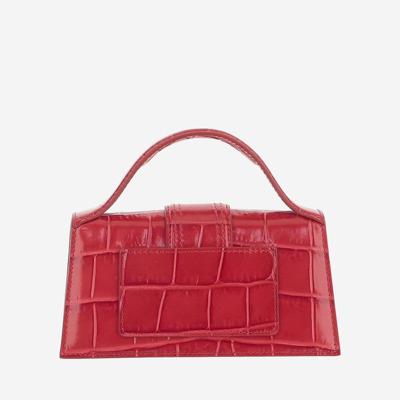 Jacquemus Crocodile-Embossed Calf Leather Shoulder Bag — Red