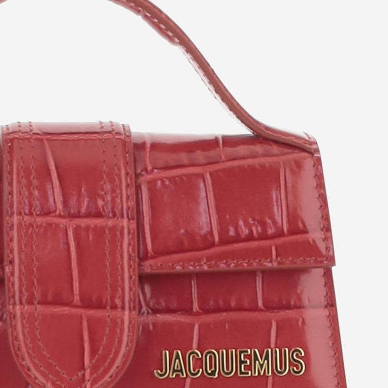 Jacquemus Crocodile-Embossed Calf Leather Shoulder Bag — Red