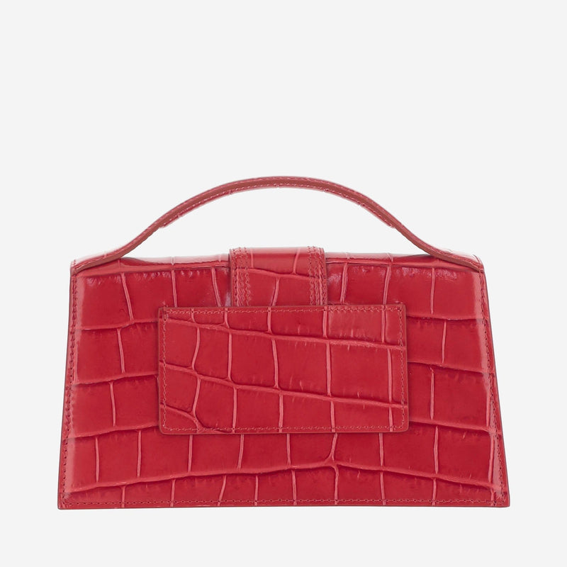 Jacquemus Crocodile-Embossed Calf Leather Shoulder Bag — Red