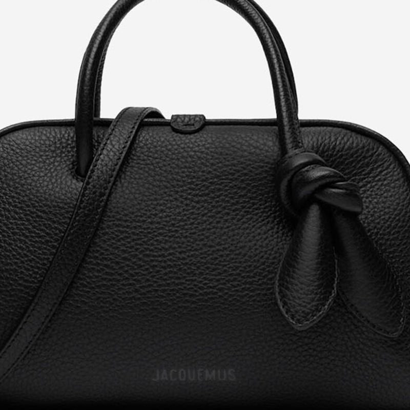 Jacquemus Top Handle Bag — Black Calfskin Leather