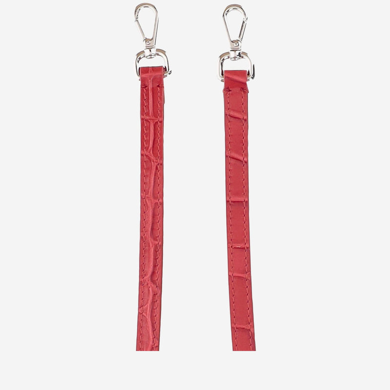 Jacquemus Crocodile-Embossed Calfskin Top Handle Bag — Red Suede
