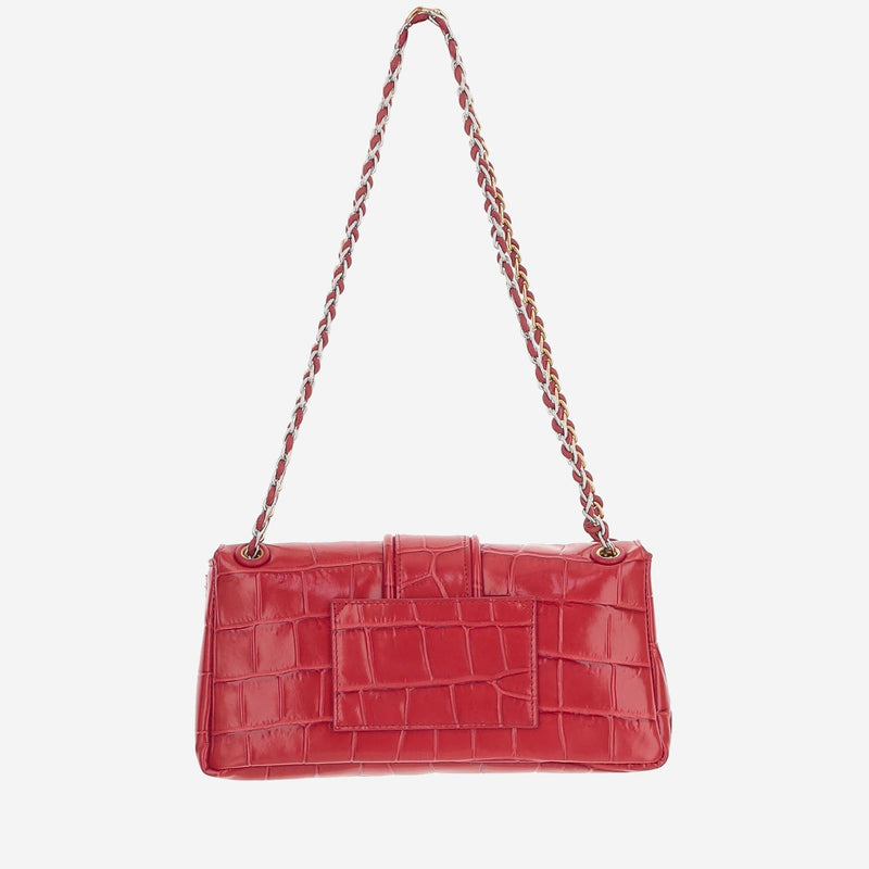 Jacquemus Crocodile-Embossed Calf Leather Shoulder Bag — Red