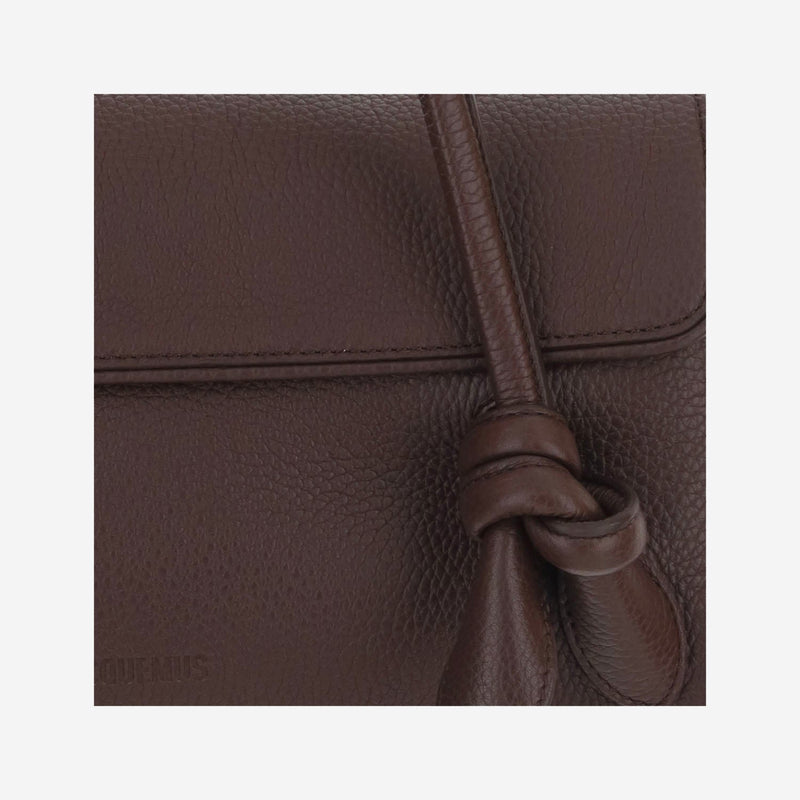 Jacquemus Embossed Hammered Leather Shoulder Bag — Brown Calf