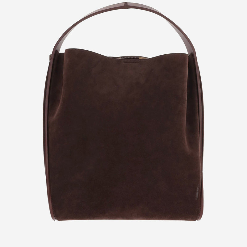 Jil Sander Suede Calf Leather Shoulder Bag — Brown