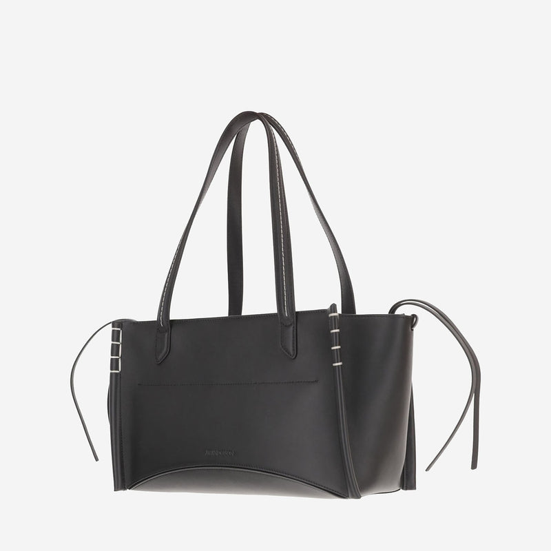 Jw Anderson Elongated Cabas Shoulder Bag — Black Leather