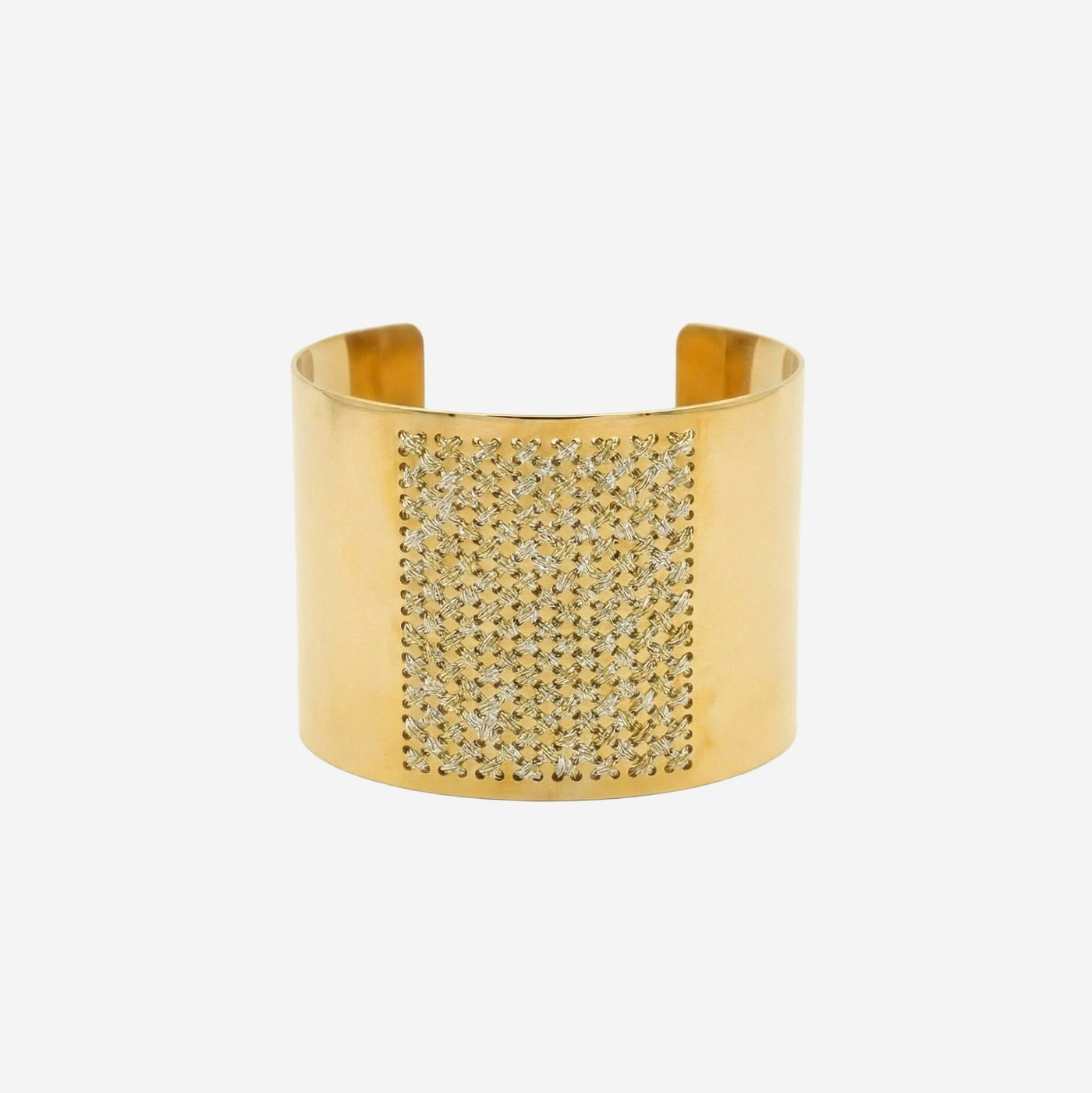 Leight Studio Crystal-Embellished Cuff Bracelet — Gold Steel Bracelets