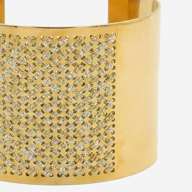Leight Studio Crystal-Embellished Cuff Bracelet — Gold Steel Bracelets