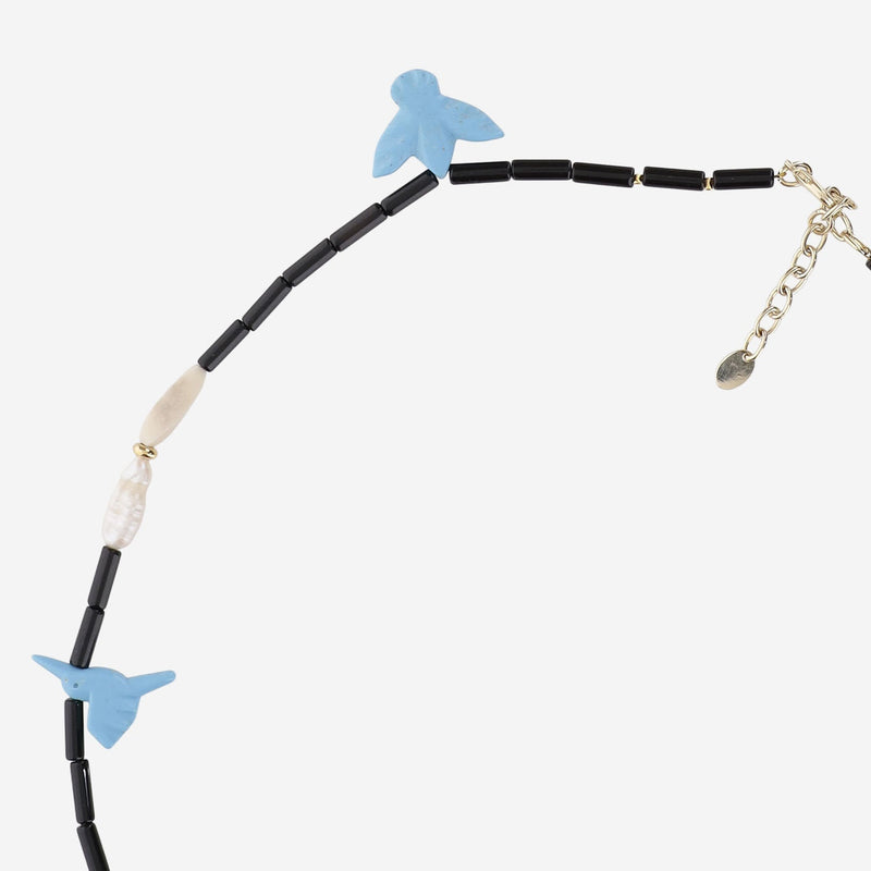 Lisa C Bird Pendant Necklace — Blue Plastic Necklaces