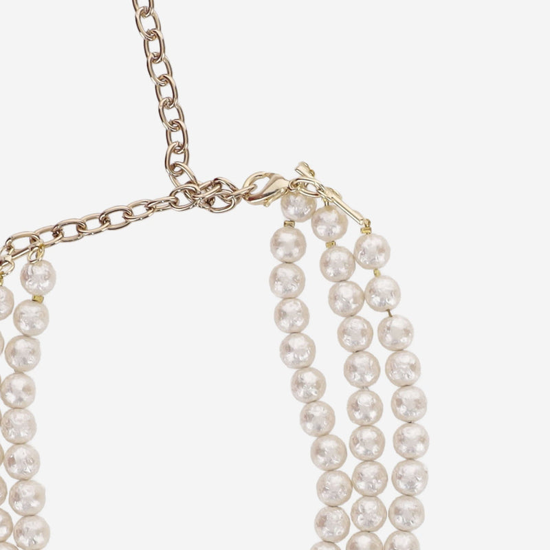 Lisa C Multi-Strand Pearl Necklace — White Plastic Necklaces