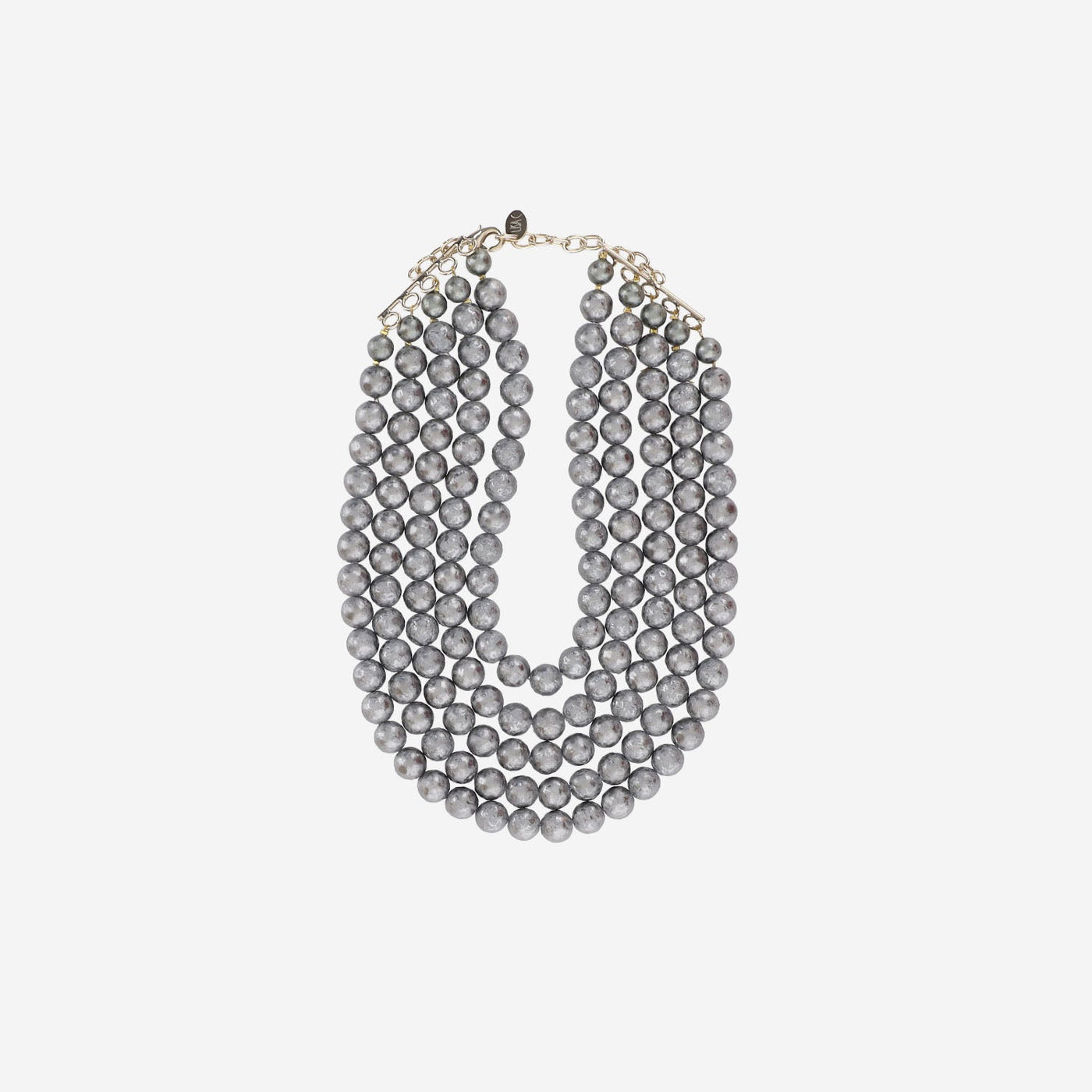 Lisa C Multistrand Pearl Bead Necklace — Gray Plastic Necklaces