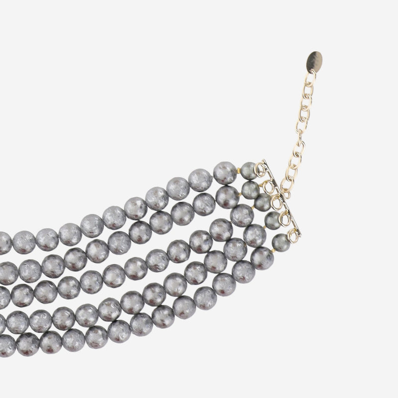 Lisa C Multistrand Pearl Bead Necklace — Gray Plastic Necklaces