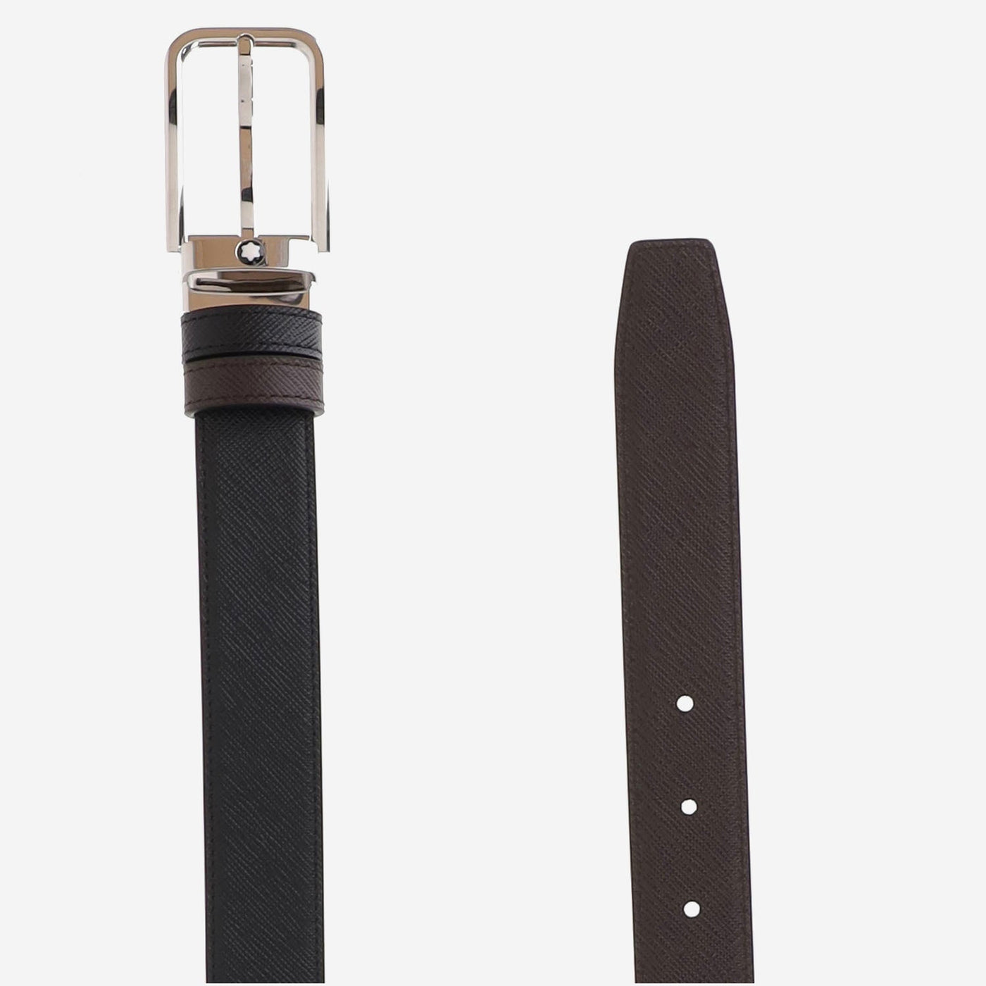 Montblanc Reversible Embossed Leather Belt — Black