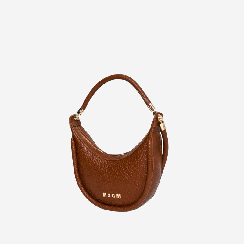 Msgm Pebbled Faux Leather Shoulder Bag — Brown
