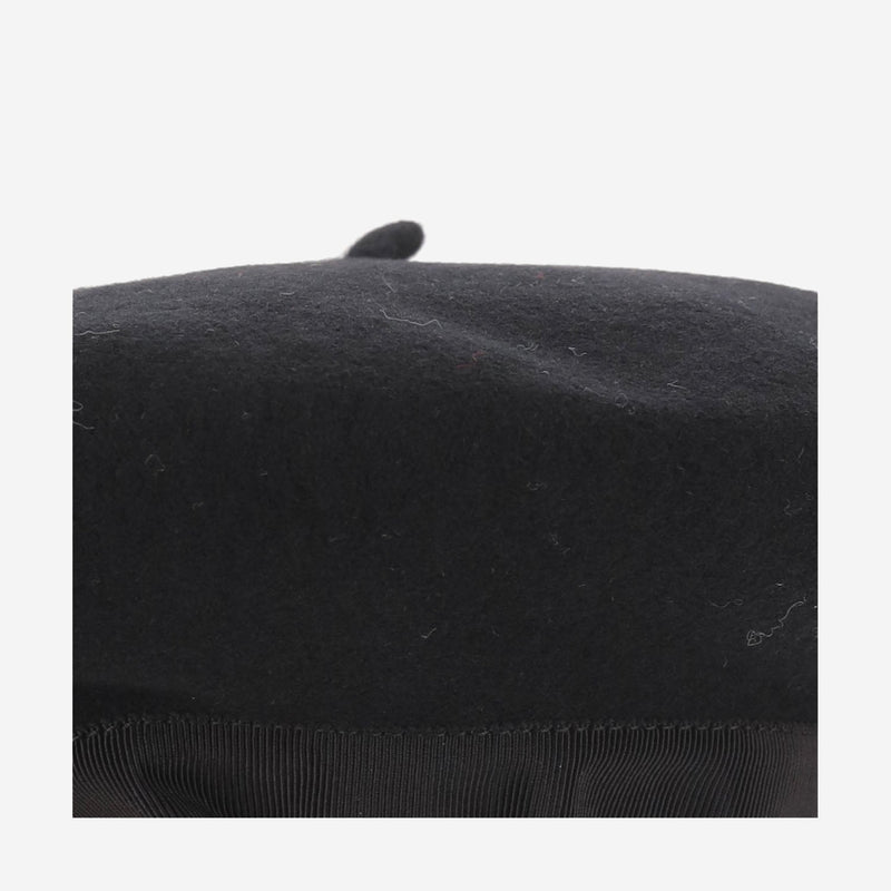 Patou Ac1120235 Wool With Grosgrain Bow Beanie — Black Beanies