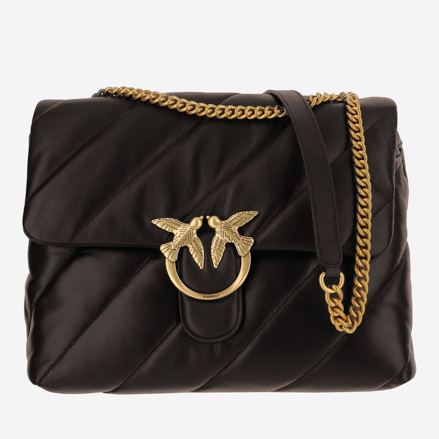 Pinko Love Big Puff Shoulder Bag — Brown Leather